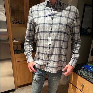 Johnnie-O lightweight flannel shirt, size large.